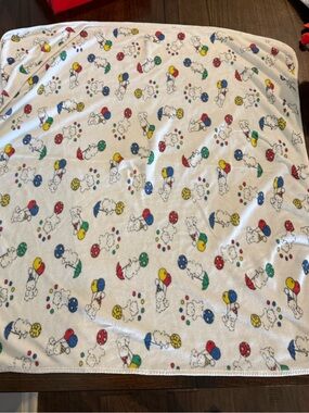 Vintage 1980s Carters Baby Blanket Circus Bears Balloons Clowns 100% Cotton